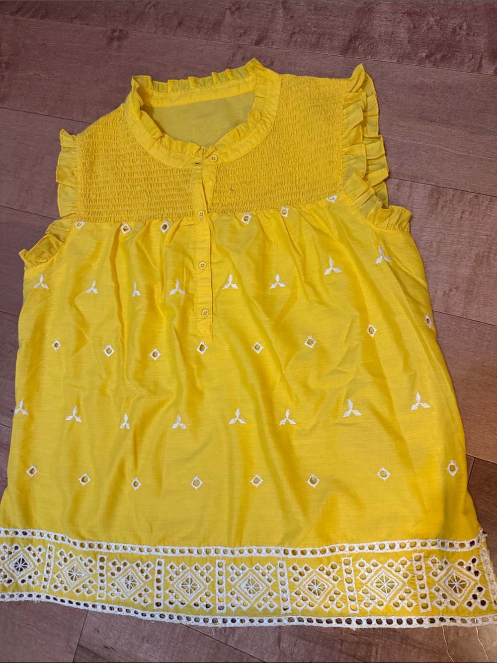 Yellow Smocked Ruffle Sleeve women’s Top